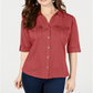 Style & Co Women's Utility Shirt Red Size X-Small