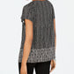 Style & Co Women's Printed Pleated Scoop Neck Top Black Size Petite