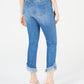 INC International Concepts Women's Curvy Fringe Hem Button Front Straight Leg Jeans Blue Size 16