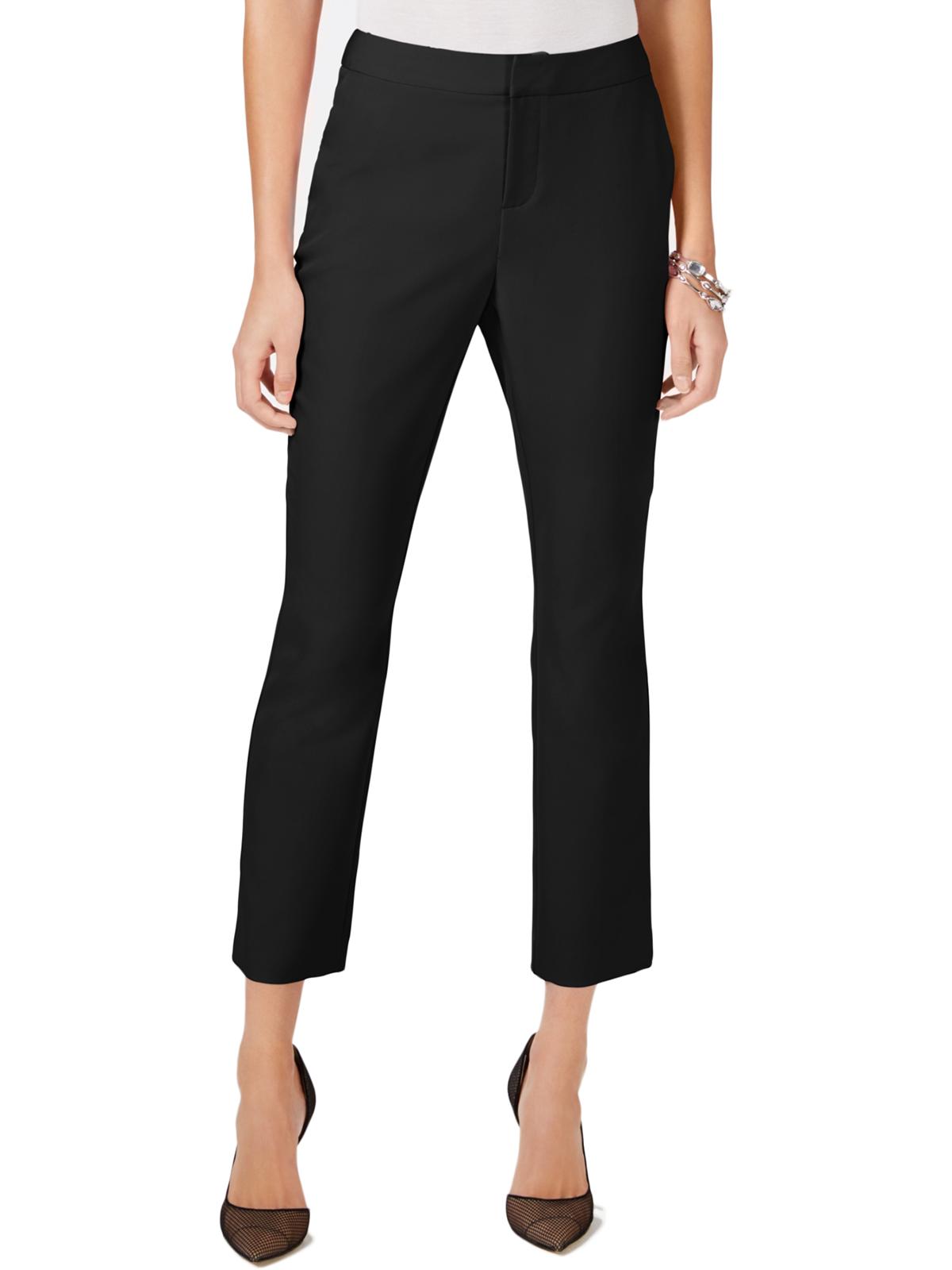 INC International Concepts Women's Ankle Straight Leg Pants Black Size 0