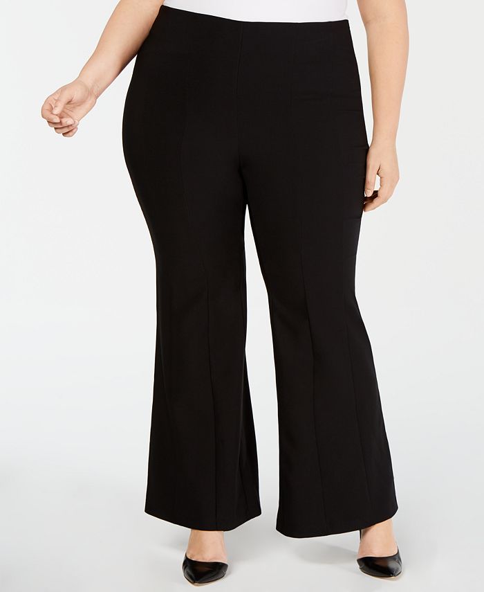 INC International Concepts Women's Mid Rise Flare Casual Wide Leg Pants Black Size 20W