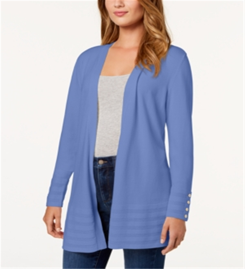 Charter Club Women's Open Front Cardigan Blue Size Medium
