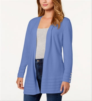 Charter Club Women's Open Front Cardigan Blue Size Medium
