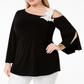 Alfani Women's Plus One Shoulder Applique Top Black Size 4X