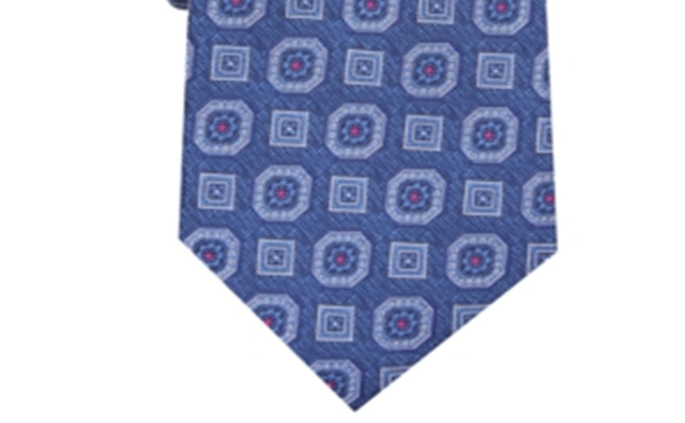 Tasso Elba Men's Medallion Silk Tie Blue Size Regular