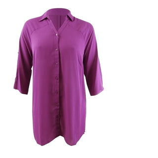 Alfani Women's Roll Tab Tunic Shirt -Fucsia Size Small