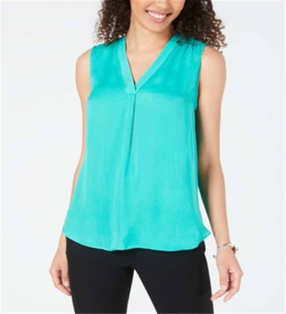 Alfani Women's Sleeveless V Neck Top Green Size Small