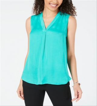 Alfani Women's Sleeveless V Neck Top Green Size Small