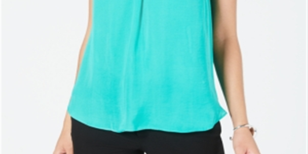 Alfani Women's Sleeveless V Neck Top Green Size Small