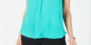 Alfani Women's Sleeveless V Neck Top Green Size Small