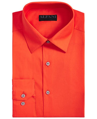 Alfani Men's Collared Dress Shirt Orange Size Large