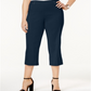 JM Collection Women's Tummy Control Pull on Capri Pants Blue Size 1X