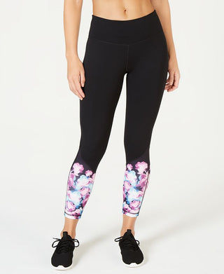 Ideology Women's Floral Ankle Leggings Black Size X-Large