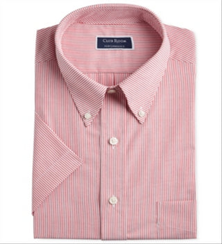 Club Room Men's Button Down Pinstriped Performance Shirt Red Size 18