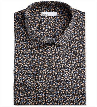 Bar III Men's Slim Fit Floral Button Down Shirt Black Size S