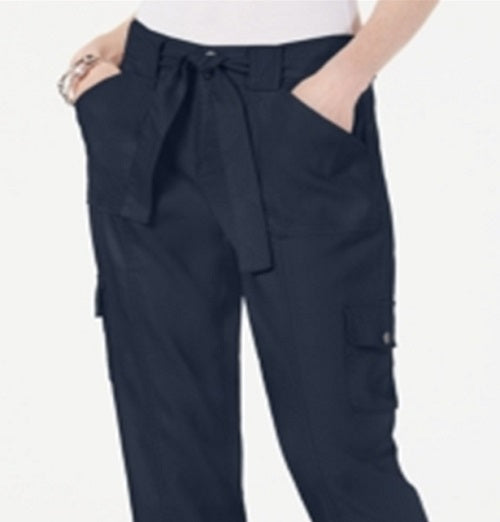 INC International Concepts Women's Belted Cargo Pants Blue Size 10