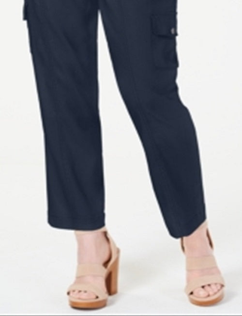 INC International Concepts Women's Belted Cargo Pants Blue Size 10