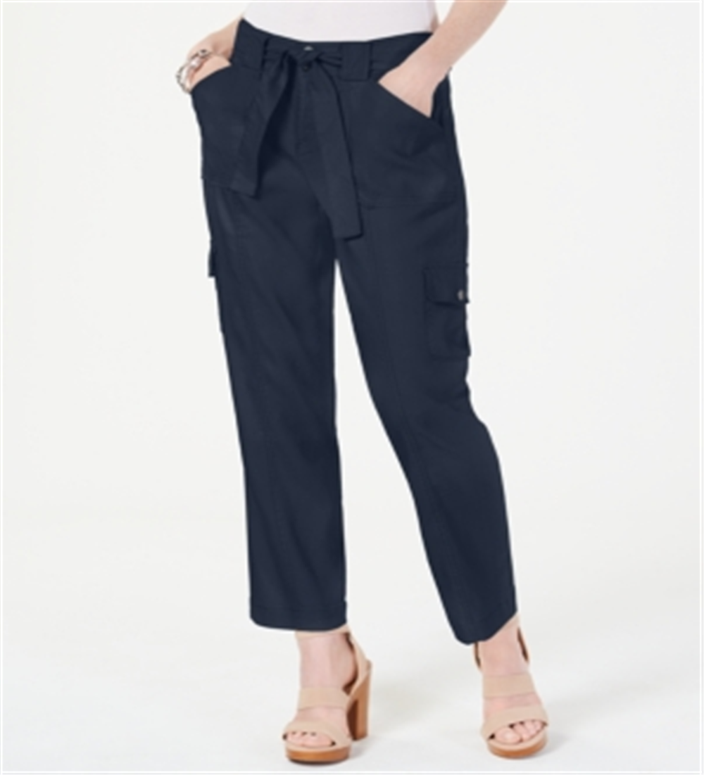 INC International Concepts Women's Belted Cargo Pants Blue Size 10