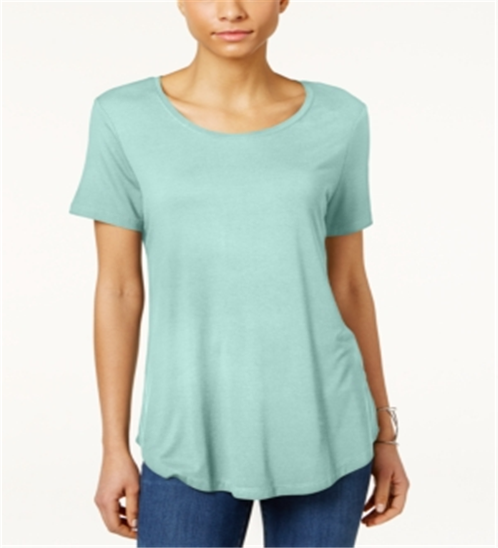 JM Collection Women's Shirttail Hem Top Blue  Size -Petite XL