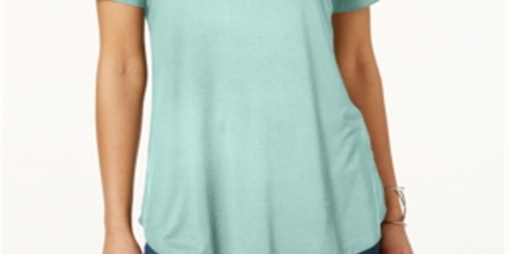 JM Collection Women's Shirttail Hem Top Blue  Size -Petite XL