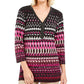 JM Collection Women's Printed Embellished Tunic Wine Size Petite L