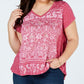 Style & Co Women's Plus Printed Short Sleeves T-Shirt Pink Size 0X