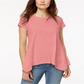 Style & Co Women's Handkerchief Hem T-Shirt Coral  Size XX-Large