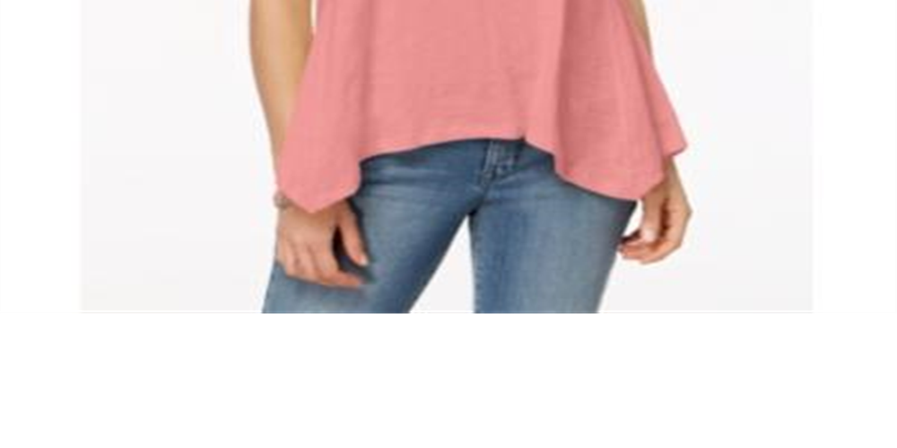 Style & Co Women's Handkerchief Hem T-Shirt Coral  Size XX-Large