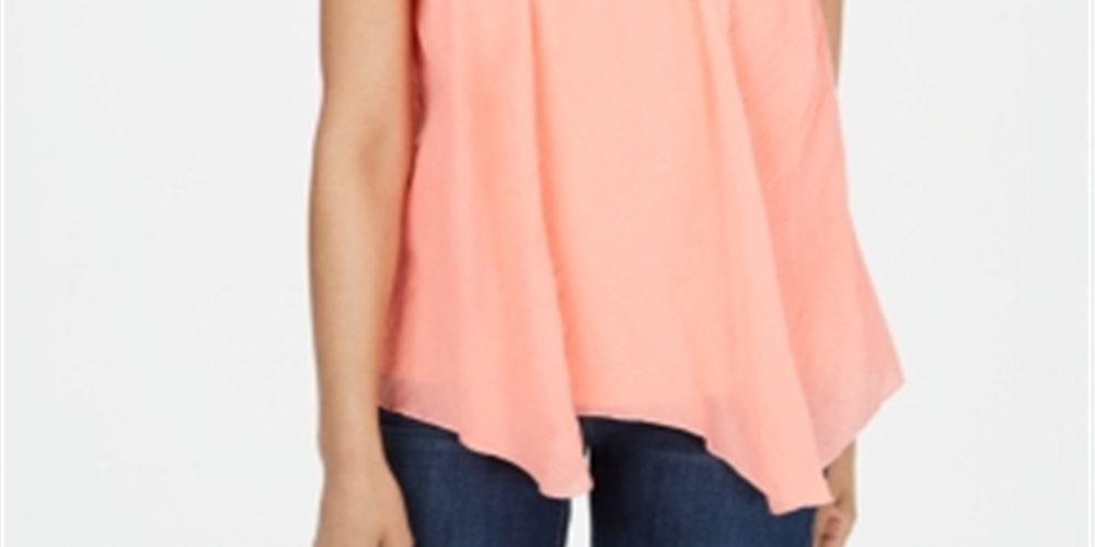 Style & Co Women's Coral Sleeveless Handkerchief Top Pink Size Large