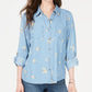 Style & Co Women's Sun Blossom Printed Top Blue Size X-Large