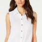 Style & Co Women's Cotton Tie Front Button up Top White Size Medium