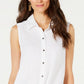 Style & Co Women's Cotton Tie Front Button up Top White Size Large