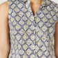 Charter Club Women's Printed Sleeveless Shirt Yellow/Dark Blue  Size 4
