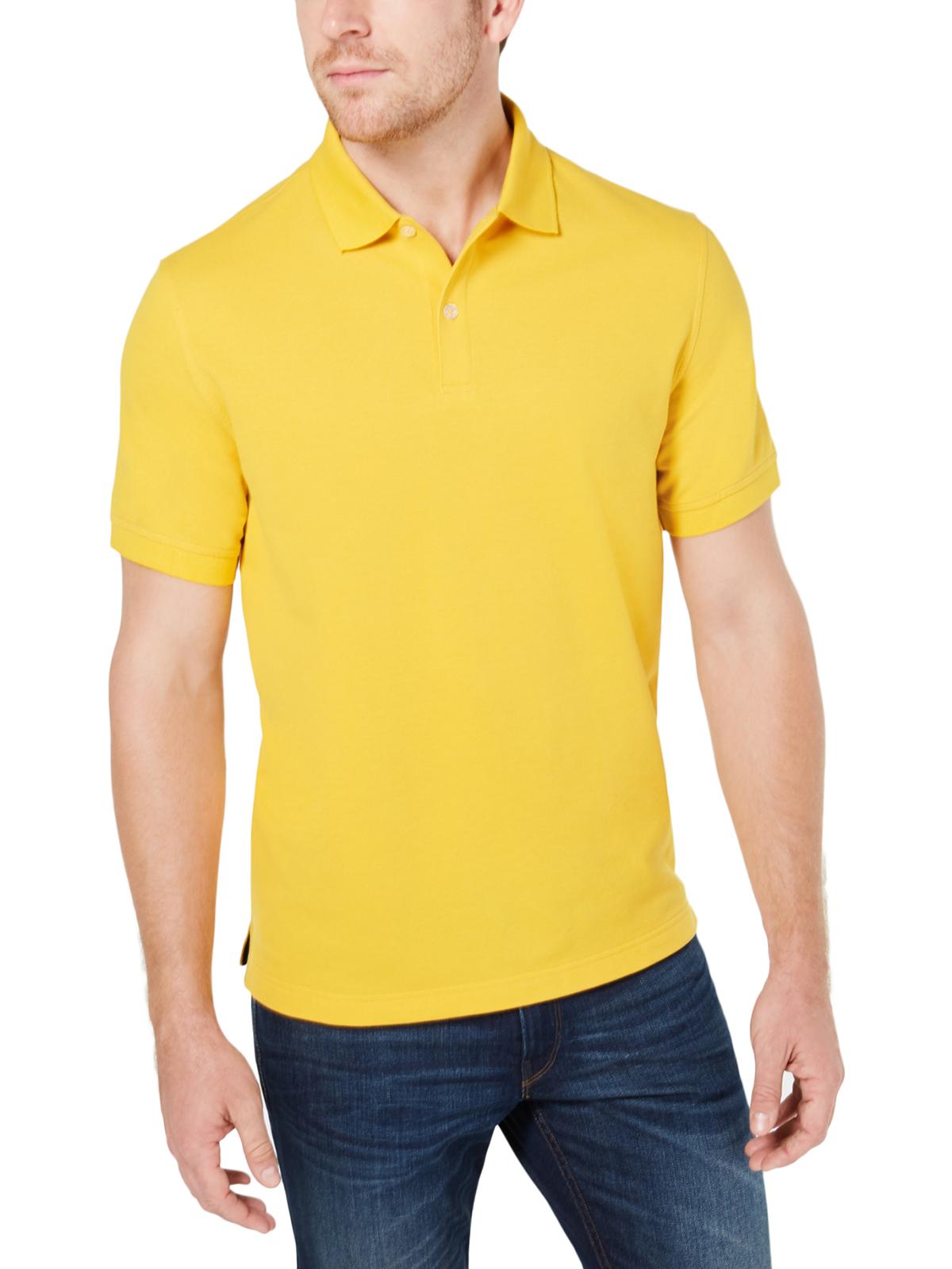 Club Room Men's Classic Fit Performance Pique Polo Shirt Yellow Size XXX-Large