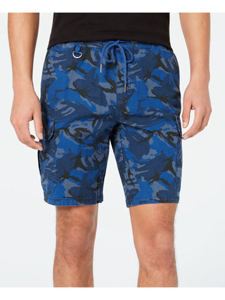 American Rag Men's Drawstring Camo Print Stretch Shorts Blue Size XX-Large