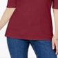 Karen Scott Women's Cotton Elbow Sleeve Top Red Size X-Large