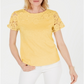 Charter Club Women's Cotton Lace Embellished T-Shirt Yellow Size X-Large