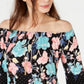 Style & Co Women's Printed Off the Shoulder Top Black Size XX-Large