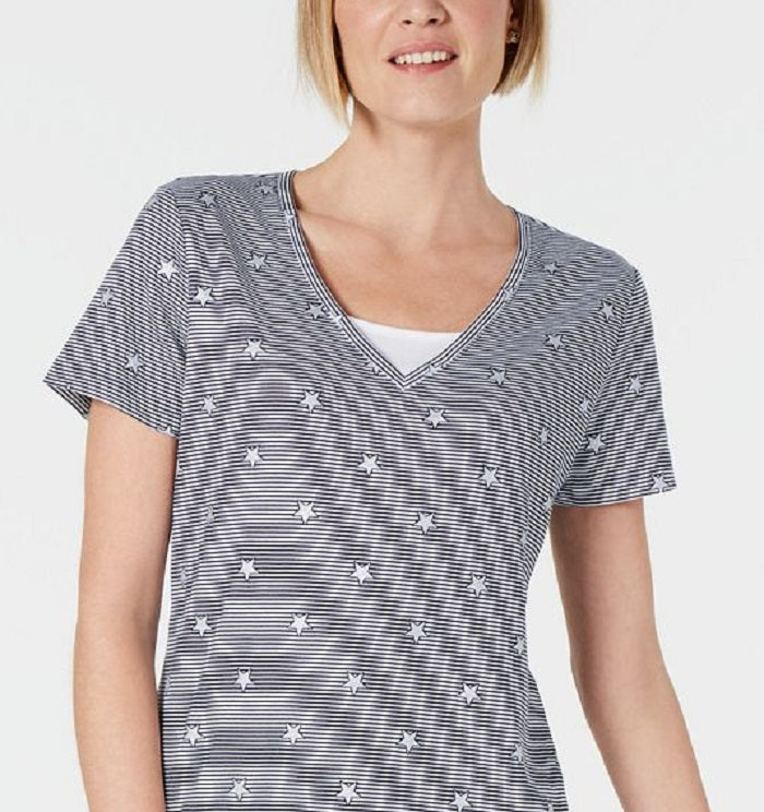 Karen Scott Women's Layered Look Top Blue Size Small