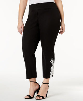 Alfani Women's Embroidered Wear to Work Pants Black Size 22W