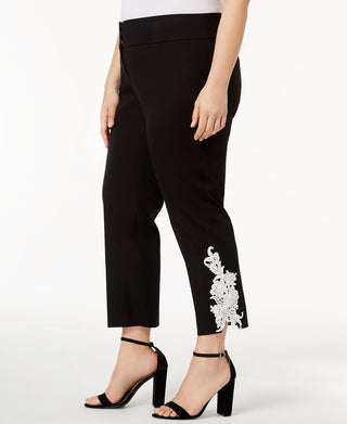 Alfani Women's Embroidered Wear to Work Pants Black Size 22W