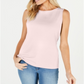 Karen Scott Women's Cotton Boat Neck Top Pink Size Petite