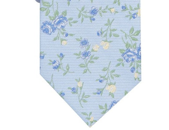 Bar III Men's Collins Silk Floral Neck Tie Blue Size Regular