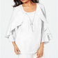 JM Collection Women's Ruffle Necklace Top White Size Medium