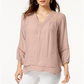 Style & Co Women's Lace Yoke Handkerchief Hem Top Pink Size X-Large