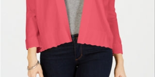 Charter Club Women's Coral Solid Long Sleeve Open Cardigan Blouse Sweater Coral  Size Medium