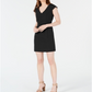 Bar III Women's Short Sleeve V Neck Mini Sheath Cocktail Dress Black Size 6