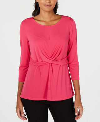 Alfani Women's Long Sleeve Scoop Neck Top Pink Size X-Large