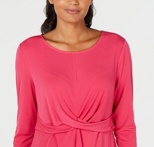 Alfani Women's Long Sleeve Scoop Neck Top Pink Size X-Large