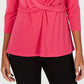 Alfani Women's Long Sleeve Scoop Neck Top Pink Size X-Large